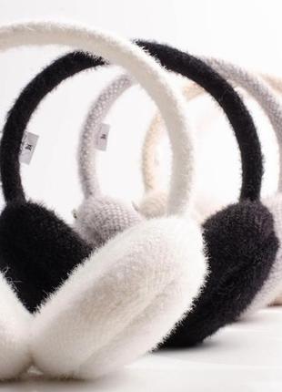 Складні теплі зимові навушники ангора колір сірий жіночі навушники дитячі навушники...