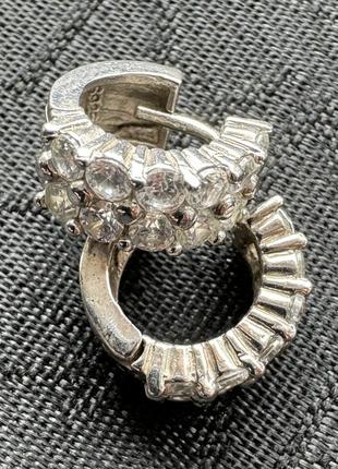 Мини серьги с камушками, серебро, 925 проба