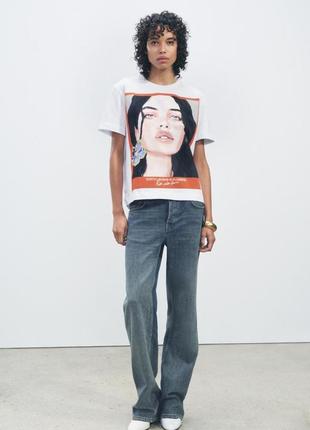 Футболка с принтом девушки zara new