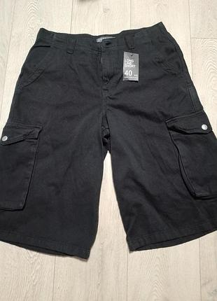 Шорты черные джинсовые удлиненные бани с карманами новые primark