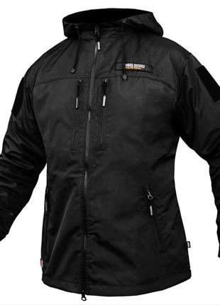 Куртка чоловіча демісезонна armoline чорна вітровка весна-осінь плащівка на флісі з капюшоном мілітарі