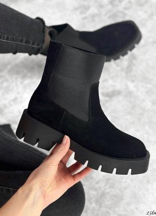 Ботинки челси замшевые женские демисезонные в черном цвете 🖤🖤😂