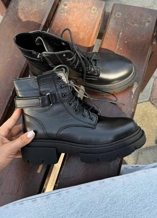 Стильні черевики шкіряні у чорному кольорі 🖤🖤🖤