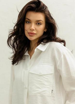 Вишукана жіноча сорочка вільний та прямий фасон льон-жатка розміри: 42 - 526 фото