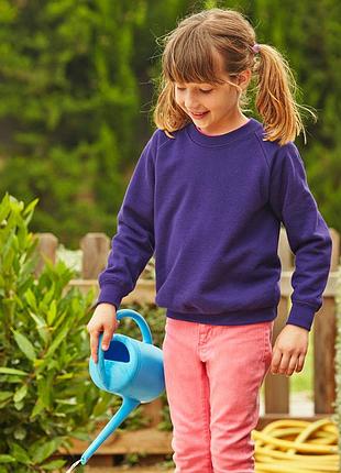 Детский свитшот на тонком флисе реглан classic raglan sweat kids унисекс фиолетовый, 3-4