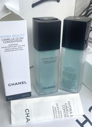 Оригинальный, концентрированный увлажняющий пилинг для лица portefeuille chanel hydra beauty camellia glow concentrate с ана-кислотами, 15 мл.