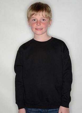 Детский свитшот на тонком флисе реглан classic raglan sweat kids унисекс черный, 3-4
