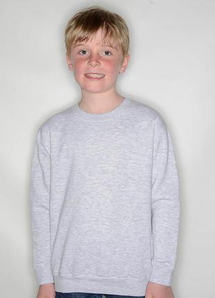 Детский свитшот на тонком флисе реглан classic raglan sweat kids унисекс светло серый, 3-4