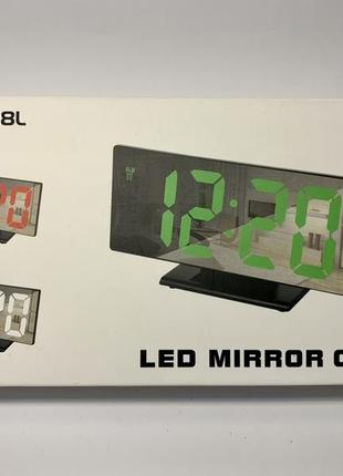 Часы электронные led настольные зеркальные ds-3618l-green