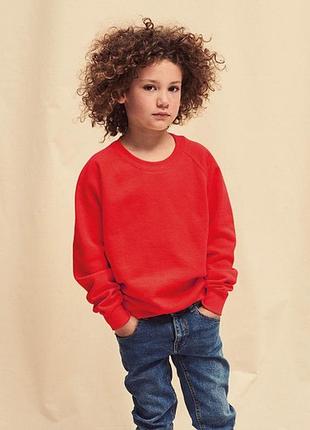 Детский свитшот на тонком флисе реглан classic raglan sweat kids унисекс красный, 3-4