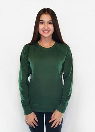 Жіночий світшот fruit of the loom тонкий lightweight raglan sweat lady-fit реглан светр темно-зелений, s