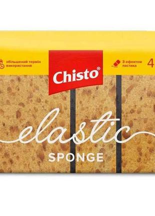 Губка кухонна 4шт elastic sponge тм chisto1 фото