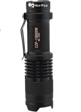 Ударопрочный тактический фонарь фонарик в футляре 3 режима police bl-525 pro черный +...