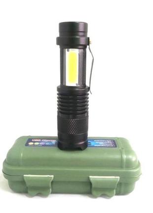 Ударопрочный тактический фонарь фонарик в футляре 3 режима police bl-525 pro черный +...