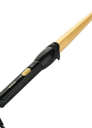 Професійна конусна плойка для завивання волосся із затискачем rozia hr-713 pro чорна