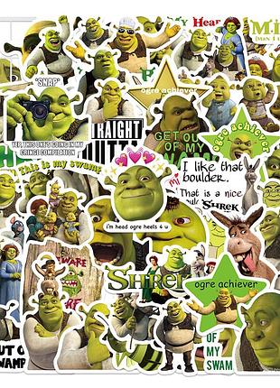 Набор шрек наклейки shrek 50 штук стикеры шрэк приколы стикерпак шутка наклейка пранк мемы наклейки на скейтборд