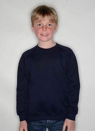 Детский свитшот на тонком флисе реглан classic raglan sweat kids унисекс глубоко-темно-синий, 3-4