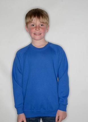 Детский свитшот на тонком флисе реглан classic raglan sweat kids унисекс ярко-синий, 3-4