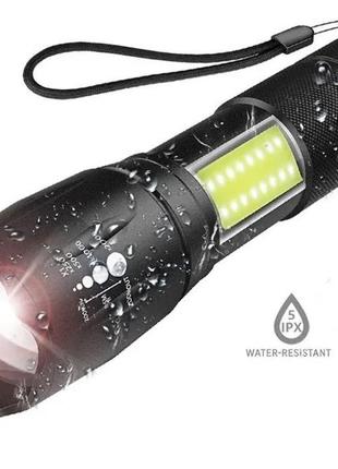 Фонарь ручной аккумуляторный портативный bl-t6-29-t6+cob (usb) bailong 5385 черный