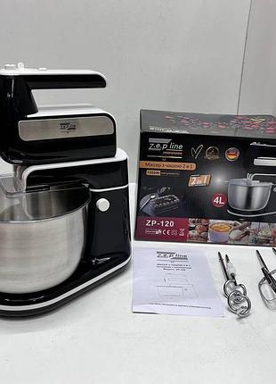 Ручной миксер 2в1 с металлической вращающейся чашей на 4 литра zepline zp-120 salemarket