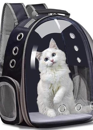 Рюкзак-переноска (прозрачный и водонепроницаемый) для кошек и собак до 7 кг, rx-700 черный6 фото