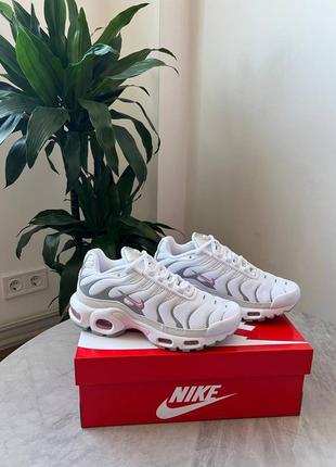 Nike air max tn plus white pink жіночі кросівки найк аїр макс тн плюс