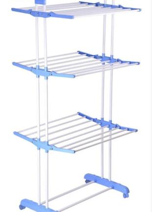 Багатоярусна сушарка для білизни, речей, одягу garment rack with wheels складана7 фото