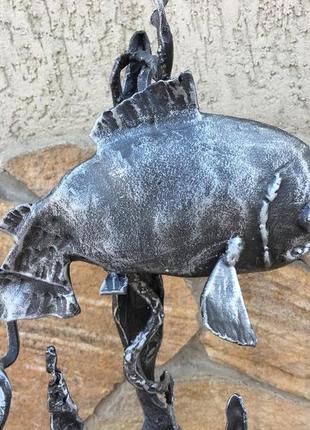 Кованый подсвечник «морское дно» ручной работы выполненный в стиле подводной жизни