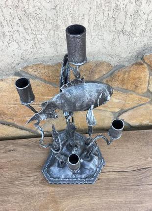 Кованый подсвечник «морское дно» ручной работы выполненный в стиле подводной жизни