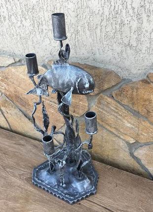 Кованый подсвечник «морское дно» ручной работы выполненный в стиле подводной жизни