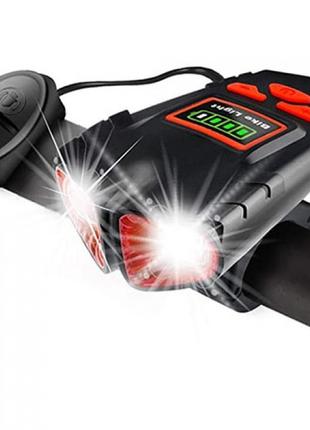 Велосипедный аккумуляторный фонарь + велозвонок xbl 580-2t6, выносная кнопка1 фото