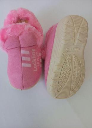 Тапочки домашні чуні хутряні дитячі закриті lukline рожеві теплі високі для дівчинки хутря...
