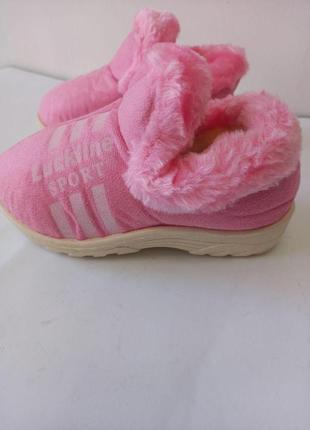 Тапочки домашні чуні хутряні дитячі закриті lukline рожеві теплі високі для дівчинки хутря...