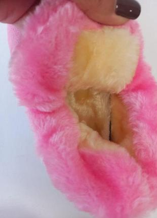 Тапочки домашні чуні хутряні дитячі закриті lukline рожеві теплі високі для дівчинки хутря...