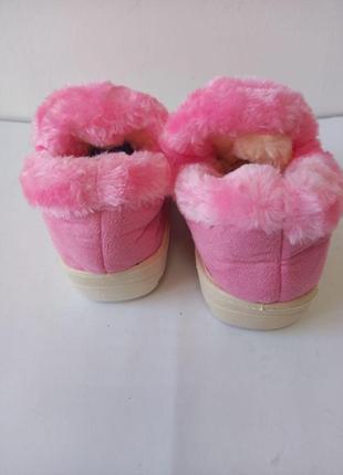 Тапочки домашні чуні хутряні дитячі закриті lukline рожеві теплі високі для дівчинки хутря...