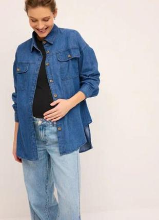 Джинсовая рубашка на пуговицах оверсайз для беременных topshop maternity