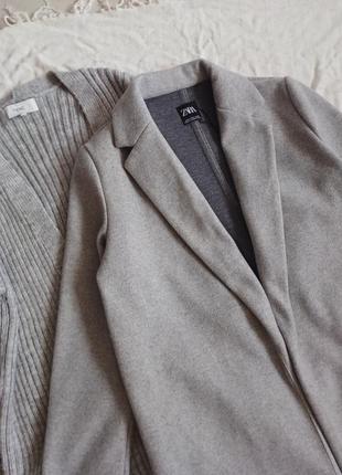 Піджак пальто подовжене базове zara накидка міді з кишенями осіннє весняне4 фото