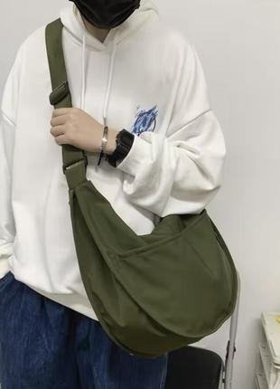 Сумка унісекс колір хакі в стилі харадзюку