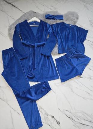 Детский комплект халат и пижама, 5в1