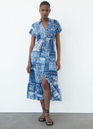 Платье-рубашка с принтом от zara