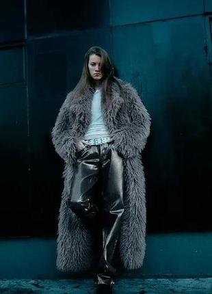 Джинси zara wide leg широкі з металізованим ефектом прямі рівні середня посадка