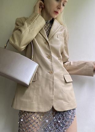 Кожаный жакет женский на осень бежевый пиджак келвин клейн купить украинская натуральная кожа