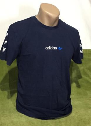 Футболка adidas с лампасами (s) мужская синяя н4854