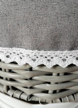 Корзина с тканью круглая серая