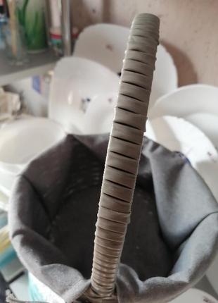 Корзина с тканью круглая серая