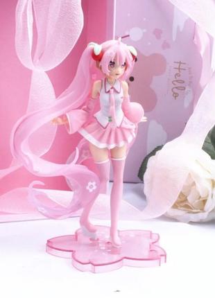 Аниме фигурка розовая хацуне мику кукла хатцуне мику сакура новая коллекционная, вокалоиды5 фото