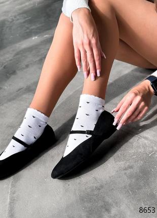 Балетки замш чорні мякі тапочки туфлі низький хід мері джейн