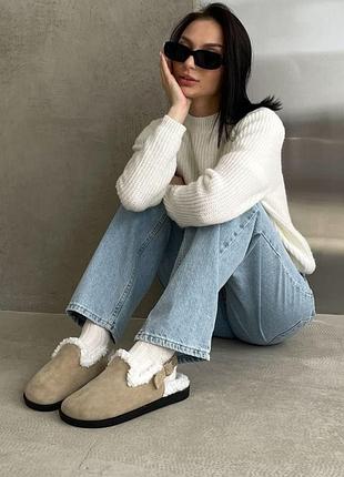 Клоги из утепления тедди замша украинский производитель