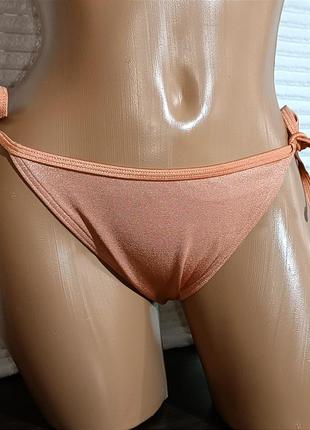Трусики от купальника блестящие бронзовые на завязках, плавки женские