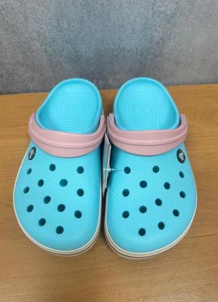 Уценка! женские кроксы vertes crocs crocband ice blue/white